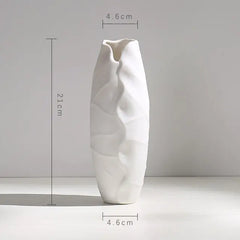 Minimalist White Ceramic Vase with Hemp Rope - Stylish Tabletop Decor