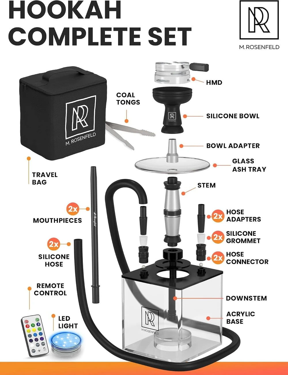 Complete Black Hookah Set