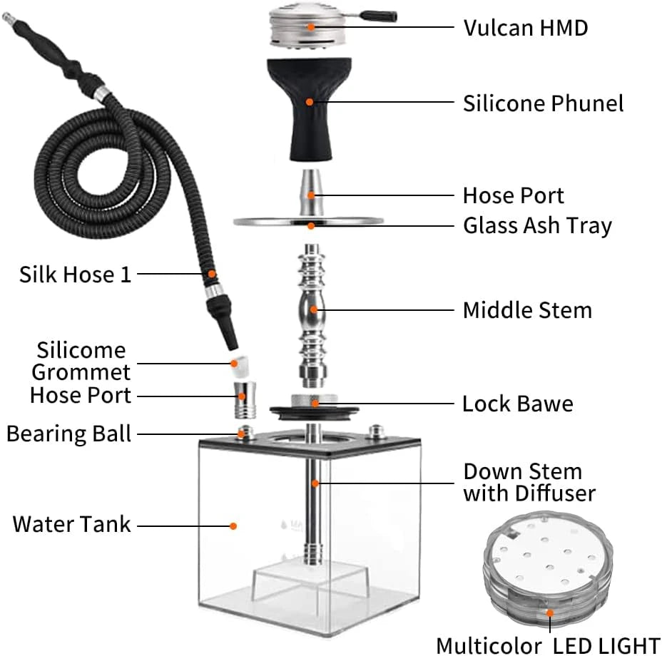 Acrylic Cube Hookah Set