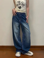 Printed Cargo Jeans - Women's Gothic Grunge Denim Pants