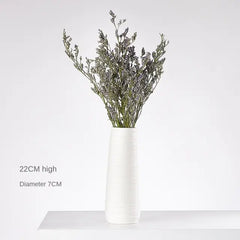 Minimalist White Ceramic Vase with Hemp Rope - Stylish Tabletop Decor