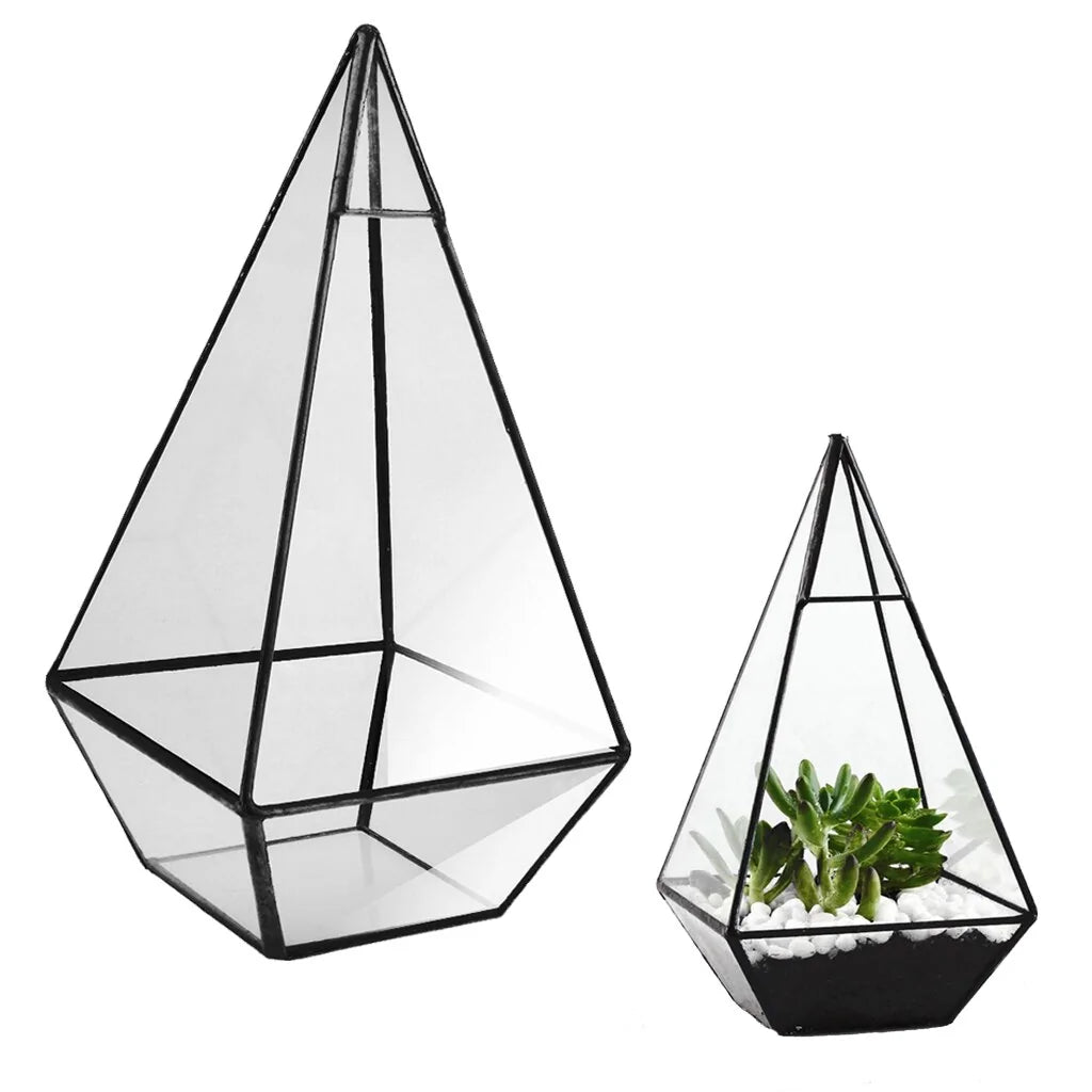 Pyramid Glass Terrarium - Modern Decorative Vase