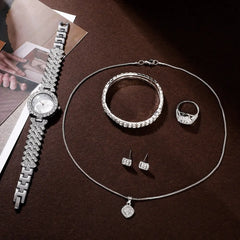 Women's Luxury Watch Set - Elegant Diamond Quartz & Jewelry Combo