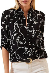 Fashion Long Sleeve Shirts - Women's Swirl Print Scoop Neckline Dress