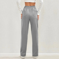 High-Waisted Casual Pants - Women's Straight Leg Cargo Trousers