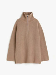 Oversized Zip-Up Sweater - Women's Fall Fashion