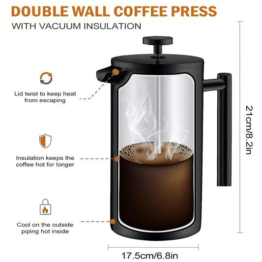 Stainless Steel French Press - Durable Coffee Maker - Perfect Brew