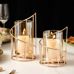 Eleganza Gold & Brass Candle Holder - Elegant Home Decor