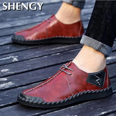 Light Casual Male Shoes - Stylish Black Leather Sneakers