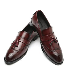 Classic Leather Tassel Loafers - Elegant British Style Slip-Ons