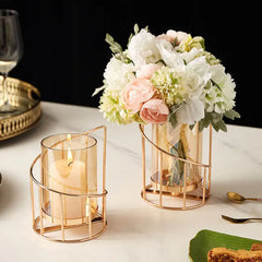 Eleganza Gold & Brass Candle Holder - Elegant Home Decor