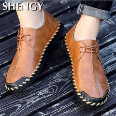 Light Casual Male Shoes - Stylish Black Leather Sneakers