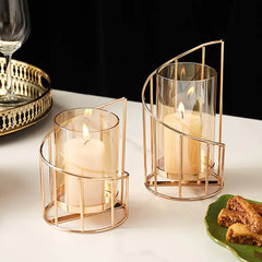 Eleganza Gold & Brass Candle Holder - Elegant Home Decor