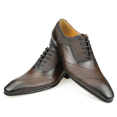 Men's Business Cap Toe Shoes - Classic Genuine Leather Dress Shoes