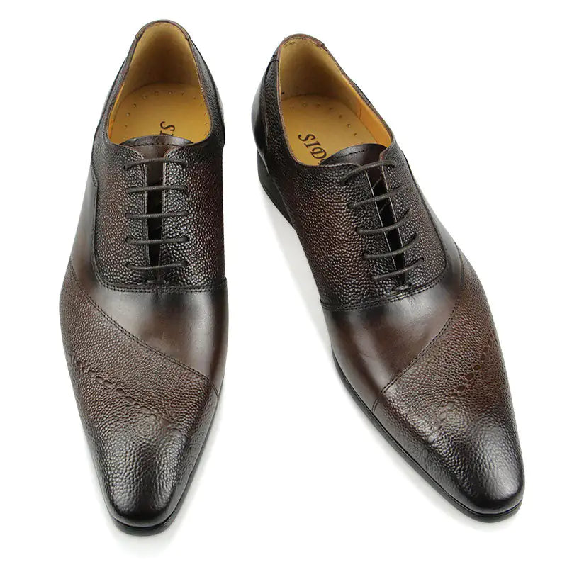 Men's Business Cap Toe Shoes - Classic Genuine Leather Dress Shoes