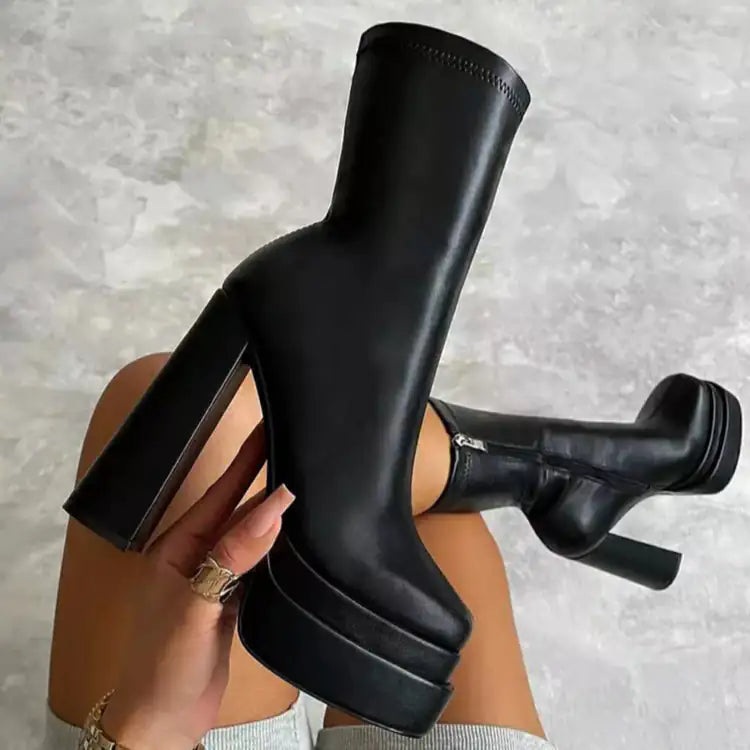 Daphne Platform Boots - Stylish High Heel Booties