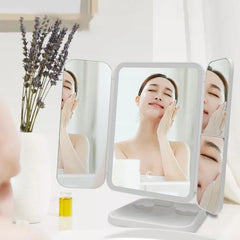 Smart Tri LED Makeup Mirror - Illuminated Tri-Fold Vanity Mirror