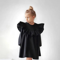 Cotton Ruffle Long Sleeve Baby Girl Dress