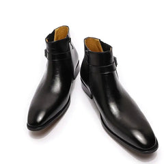 Men's Italian Leather Dress Boots - Zipper & Buckle Vintage Chelsea Boots