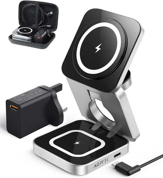 AGPTEK 3-in-1 Wireless Charging Station - Compact & Efficient