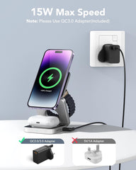 AGPTEK 3-in-1 Wireless Charging Station - Compact & Efficient