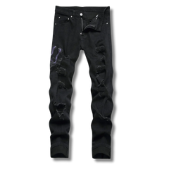 Black Python Jeans - Men's Hip Hop Slim Fit Denim