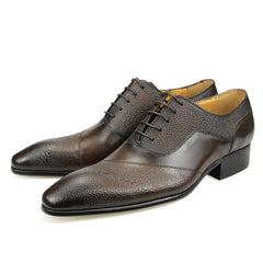 Men's Business Cap Toe Shoes - Classic Genuine Leather Dress Shoes