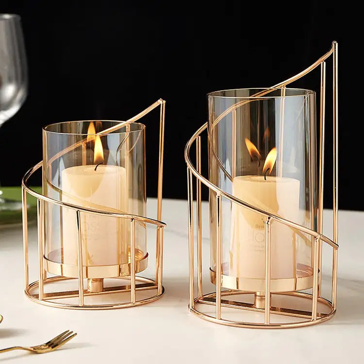 Eleganza Gold & Brass Candle Holder - Elegant Home Decor