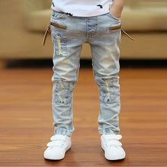 Teen Boys' Zipper Detail Denim Pants - Trendy & Stylish