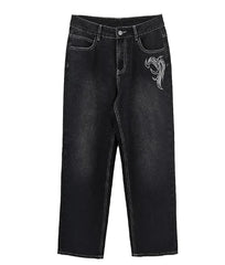 Printed Cargo Jeans - Women's Gothic Grunge Denim Pants