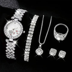 Women's Luxury Watch Set - Elegant Diamond Quartz & Jewelry Combo