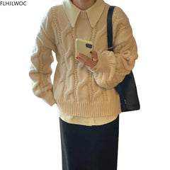 Women's Knitted Pullover Sweaters - Fashionable Mock Neck Tops