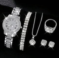 Women's Luxury Watch Set - Elegant Diamond Quartz & Jewelry Combo