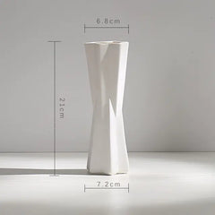 Minimalist White Ceramic Vase with Hemp Rope - Stylish Tabletop Decor