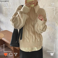 Women's Knitted Pullover Sweaters - Fashionable Mock Neck Tops