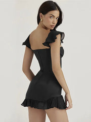 Sexy Off Shoulder Strapless Mini Dress - Black Sleeveless Party Outfit