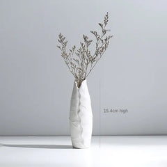 Minimalist White Ceramic Vase with Hemp Rope - Stylish Tabletop Decor