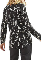 Fashion Long Sleeve Shirts - Women's Swirl Print Scoop Neckline Dress