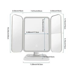 Smart Tri LED Makeup Mirror - Illuminated Tri-Fold Vanity Mirror