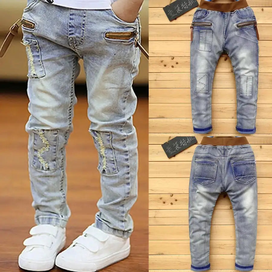 Teen Boys' Zipper Detail Denim Pants - Trendy & Stylish