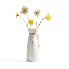 Minimalist White Ceramic Vase with Hemp Rope - Stylish Tabletop Decor