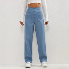 High-Waisted Casual Pants - Women's Straight Leg Cargo Trousers