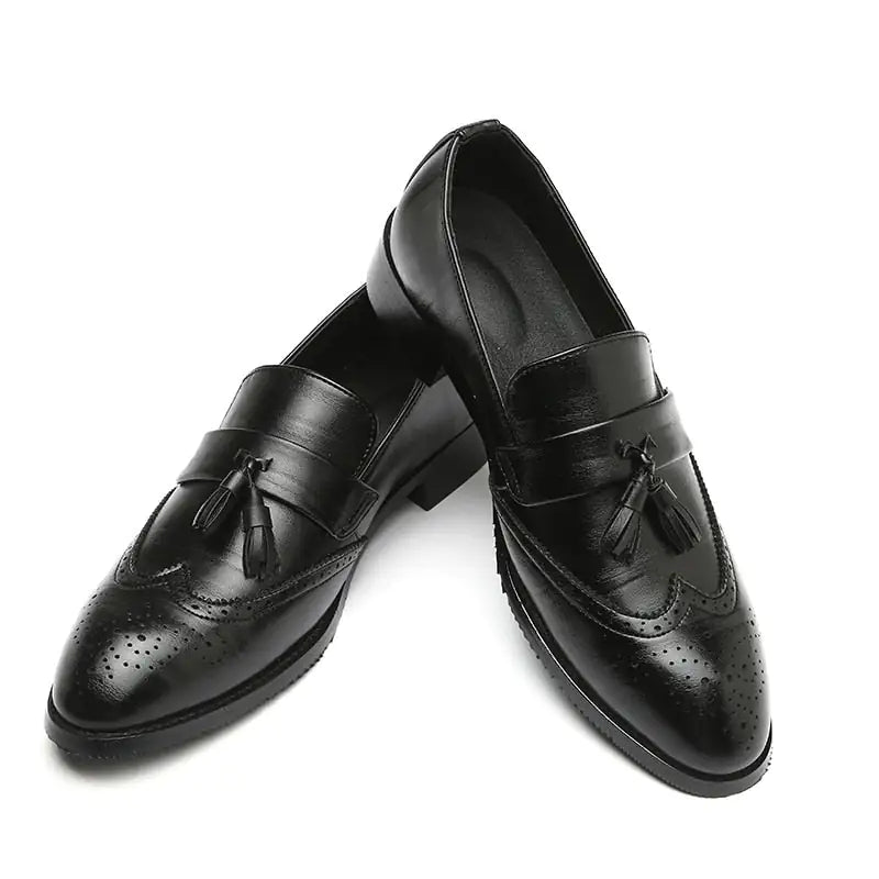 Classic Leather Tassel Loafers - Elegant British Style Slip-Ons