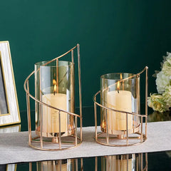 Eleganza Gold & Brass Candle Holder - Elegant Home Decor