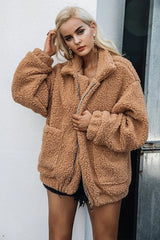 Oversized Faux Fur Jacket - Women's Teddy Sherpa Coat